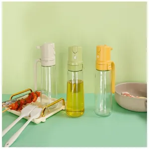 Glass oil sprayer bottle for kitchen cooking, dual-use atomizing dispenser with handle.