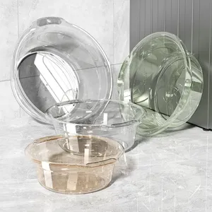 Thickened clear plastic wash basin household dormitory small large laundry vegetable basin