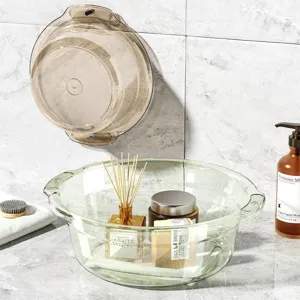 Transparent plastic washbasin thickened clear face basin for bathroom and household use