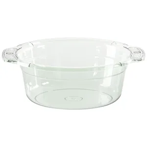 Clear plastic washbasin with handles, durable thickened round household basin for daily use.