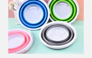 Secchio pieghevole portatile secchio lavaggio plastica multicolore dettagli vista