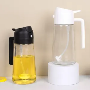Glass oil dispenser bottle for kitchen cooking, leakproof oil sprayer container for salad.