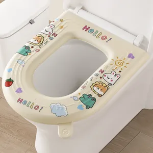 EVA Waterproof Toilet Seat Cover Cute Cartoon Print Washable Universal Toilet Cushion Pad Bathroom Home