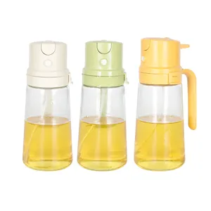 Handheld Glass Oil Sprayer Bottle Kitchen Press Type Atomized Oil Dispenser Clear Glass Cookware Cooking Tool