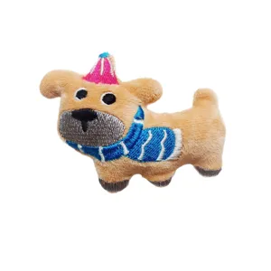 Niedlicher laufender Hund Plüschtier Anhänger, kreative Dackel Brosche mit Mütze und Schal.