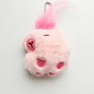 Pink fluffy plush pendant cute stuffed toy keychain bag charm fluffy furry accessory gift