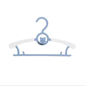 Kids Plastic Clothes Hangers Retractable Baby Non-Slip Coat Hangers Cute Bear Design Children Wardrobe Storage Organizer