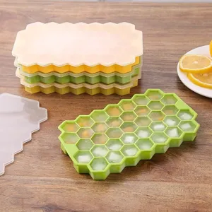 Stampo per Ghiaccio a Nido d'Ape Con Coperchio Stampo in Silicone Esagonale Per Congelatore Congelamento Rapido