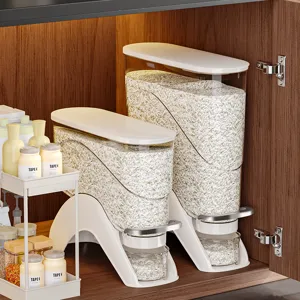 Distributeur de Riz Scellé Ménage Récipient de Stockage de Nourriture en Plastique Seau à Grains pour Organisation de Cuisine