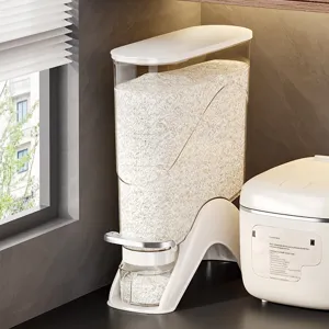 Distributeur de riz de cuisine conteneur de stockage de grains transparent blanc vue principale