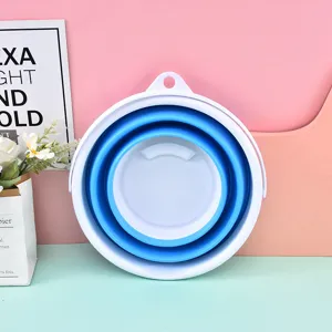 Secchio pieghevole portatile, contenitore d'acqua in plastica retrattile per viaggi e casa.