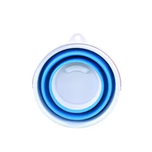 Secchio pieghevole portatile blu bianco plastica casa viaggio esterno pesca secchio