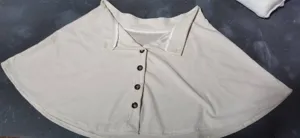 Mini-jupe évasée unie en velours côtelé beige avec revers pour mode femme au quotidien