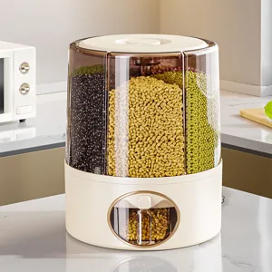 Rotating Grain Rice Storage Box Multi-Grid Plastic Food Dispenser Moisture-Proof Sealed Container For Kitchen Home