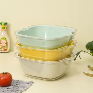Dubbellaagse uitdruipmand voor de keuken groente en fruit wassen plastic zeefkom huishouden