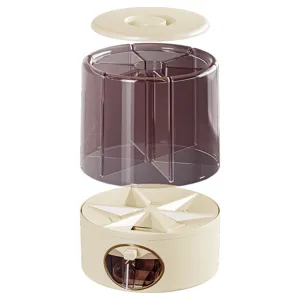 Rotating grain storage dispenser multi-grid rice bucket for kitchen dry food organization.