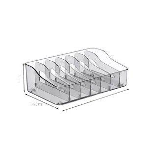 Scatola portaoggetti trasparente in plastica a scomparti, organizer cucina, 22x14x7cm