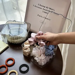 Boîte de Rangement en Plastique Transparent avec Couvercle Rabattable Organisateur de Bureau Anti-Poussière pour Salon Cuisine