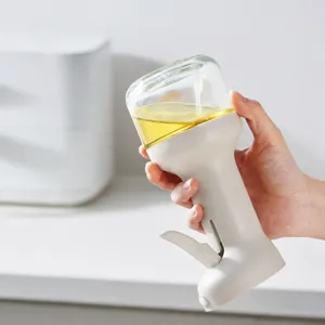 Kitchen glass oil spray bottle for cooking, BBQ, and fat loss, grip handle design with leakproof seal.