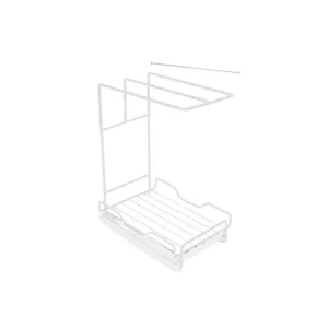 Kitchen dish cloth rack sponge holder white metal storage organizer for countertop sink use