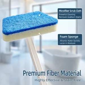 Household Long Handle Cleaning Brush Removable Trapezoidal Bathtub Tile Wall Glass Door Cleaning Tool