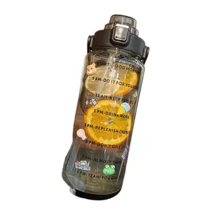 2000ml large capacity sports water bottle with straw, portable plastic fitness jug for summer.