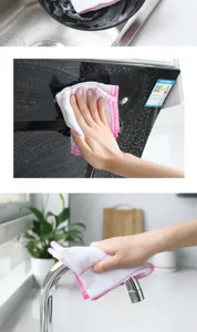Dettaglio di panno piatti in cotone per pulizia cucina, materiale assorbente e morbido.