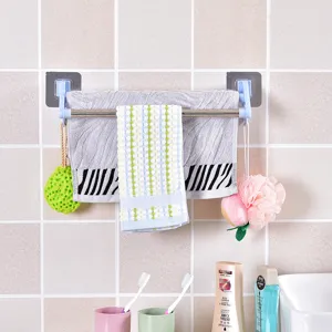 Wall mounted towel rack bathroom stainless steel towel bar kitchen dishcloth holder adhesive hook