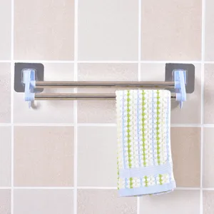Punch-free double towel rack wall mounted stainless steel towel bar for bathroom kitchen