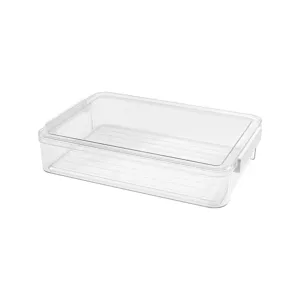 Scatola per Documenti A4 in Plastica Trasparente Organizer per Cancelleria da Scrivania Portadocumenti Impilabile Con Chiusura Antipolvere