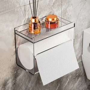 Moderne Leichte Luxus Acryl Taschentuchbox Wasserdicht Wandmontiert Spender Mit Ablagefläche Für Badezimmer Wohnzimmer Küche