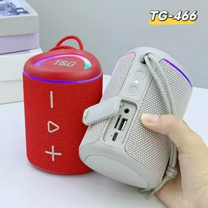 Portable Bluetooth speaker TG466 with TWS pairing, LED colorful lights and deep sub bass.