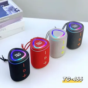 Portable wireless Bluetooth speaker with colorful LED lights and deep bass sound.