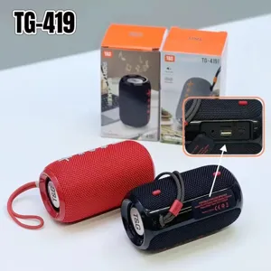 Detail view of portable wireless Bluetooth speaker showing port panel, buttons and compact size.
