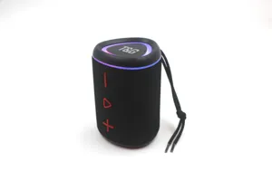 Portable wireless bluetooth speaker with colorful LED lights and heavy bass sound.