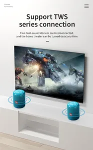 Tragbarer Mini Bluetooth Lautsprecher mit TWS und tollem Stereo Sound für den Außeneinsatz.