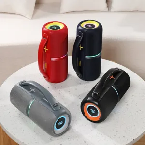 Portable Bluetooth speaker detail showcasing multi-color options and RGB LED lights
