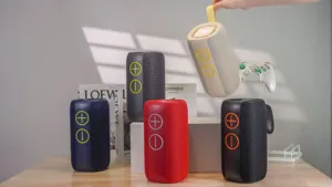 Portable wireless bluetooth speaker with powerful bass and colorful lights for outdoor.