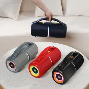 Portable bluetooth speaker with handle, colorful LED lights, wireless audio outdoor mini subwoofer.