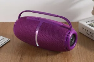 Portable wireless bluetooth speaker with LED light, TWS pairing and heavy bass sound effect.