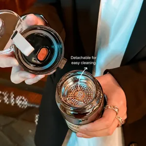 Bouteille d'eau de separation de thee en plastique avec filtre en acier inoxydable.
