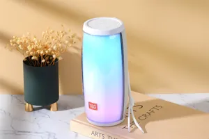 Haut-parleur Bluetooth sans fil portable avec lumières LED et basses profondes pour l'extérieur.