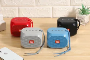 Detailansicht tragbarer kabelloser Bluetooth-Lautsprecher mit starkem Bass und Doppelmembran.