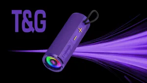 Tragbarer kabelloser Bluetooth Lautsprecher mit RGB Beleuchtung und tiefen Basserlebnissen.