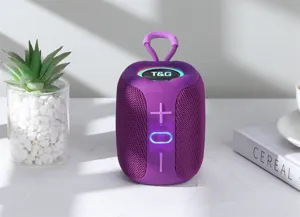 Portable wireless Bluetooth speaker with RGB light, outdoor mini audio music player.