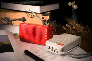 Tragbarer Solar Bluetooth Lautsprecher, kabelloses FM Radio, TWS Stereo Sound, wiederaufladbare Box.