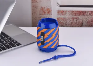 Portable wireless Bluetooth speaker outdoor mini subwoofer with strap blue and orange
