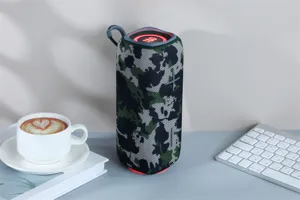 Tragbarer wasserdichter Bluetooth-Lautsprecher mit RGB-Lichtern und praktischem Outdoor-Design.