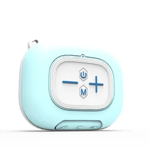Portable wireless bluetooth speaker with macaron blue color, compact outdoor audio device.