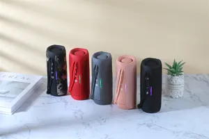 Portable wireless bluetooth speaker with colorful lights, waterproof outdoor stereo bass audio.